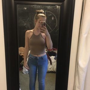 brown crop tank